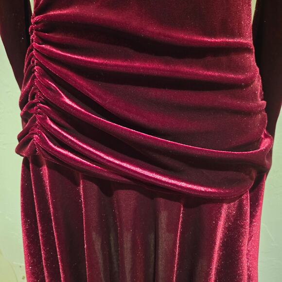 Black Halo NWT Arlo Dark Red Berry Velvet Draped Cocktail Mini Dress, Size 4 - Picture 7 of 12